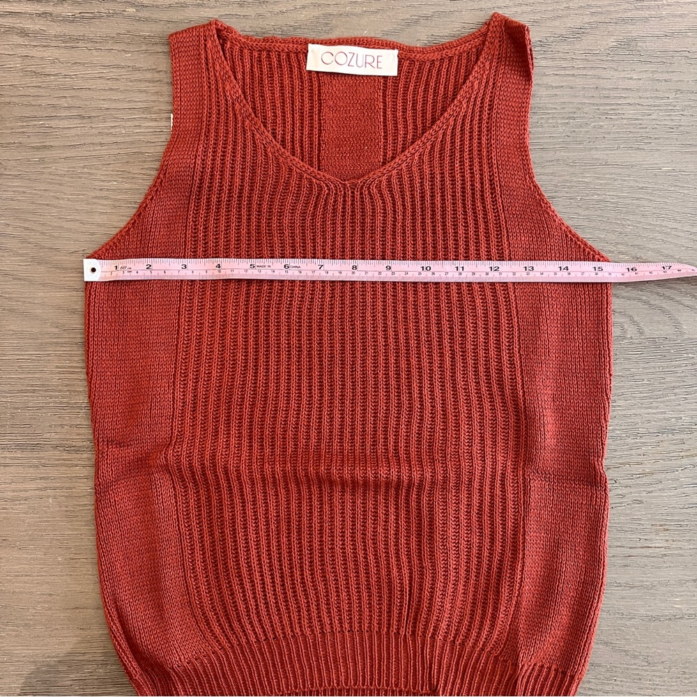 NWT SMALL Rust Sweater Tank, Ribbed Sweater Shell, Knit Tank Top Cotton Cashmere - Picture 5 of 6